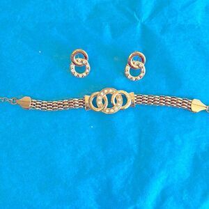 BRACELET EARRINGS Set | Gold toned | Crystal Stones | NWOT